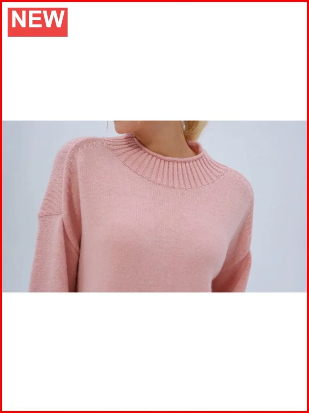 Cashmere Blend Oversized Mock Neck Pullover Sweater Ribbed Knit